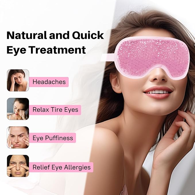 Permotary 2 Pack Gel Ice Eye Mask Cold Therapy Cooling Eye Mask for Relaxtion,Puffy Eyes Relief Reusable Cold & Warm Compress for Puffiness,Dry Eyes,Headaches,Migraines,Stress Relief,Post Surgery