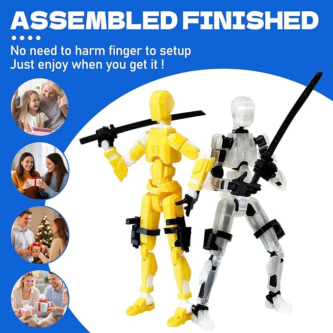 8PCS Dummy13 Action Figure Set | Pre-Assembled 3D Printed Titan13 and Robo Figures, Highly Articulated Robot Toys with Interchangeable Accessories, Perfect for Collectors and Hobbyists (grere-Black)
