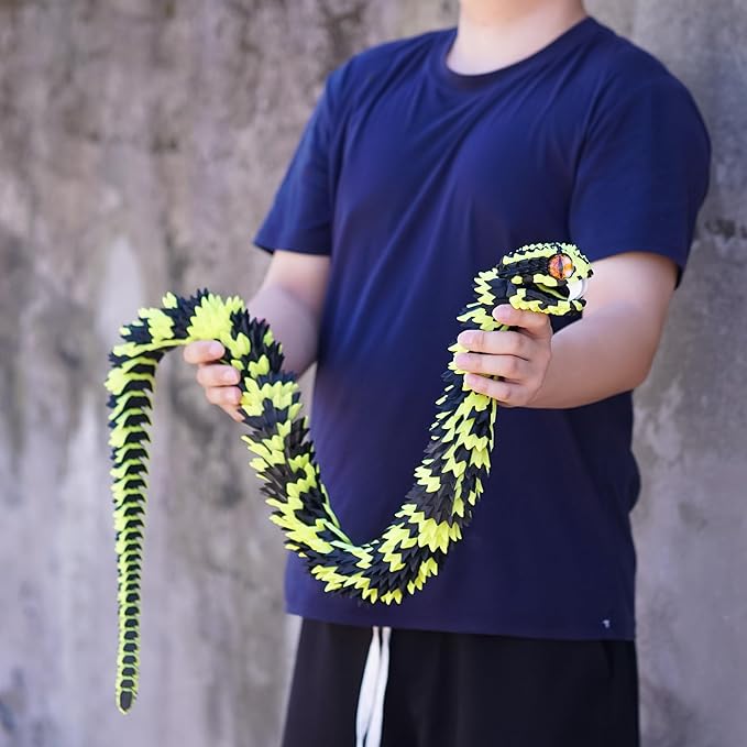 Super Large 3D Printed snake with a movable mouth,47.4inch,Flexible Realistic Articulated Animal Fidget Toys,Mystery Figurines Gifts ,Executive Desk Décor and Festival Collectible (BY 47.4inch)