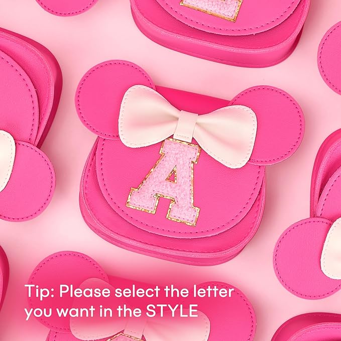 mibasies Toddler Purse Girl Gifts: Girls Birthday Gifts for 3-8 - Toys for Ages 2-4 Girls Mouse Ears Purse, Hot Pink, Letter K