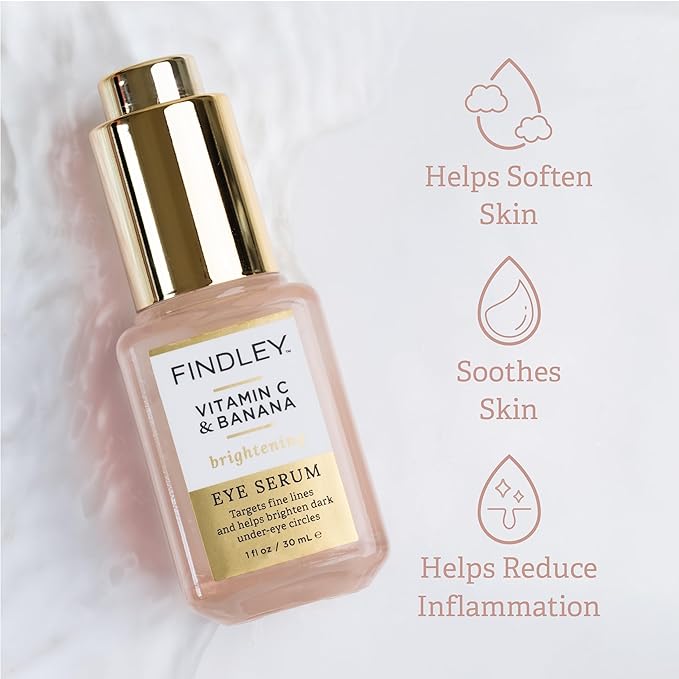 Findley Vitamin C & Banana Brightening Eye Serum – Targets Fine Lines & Dark Circles, Hydrating & Nourishing Formula, Anti-Aging (1 Fl Oz)