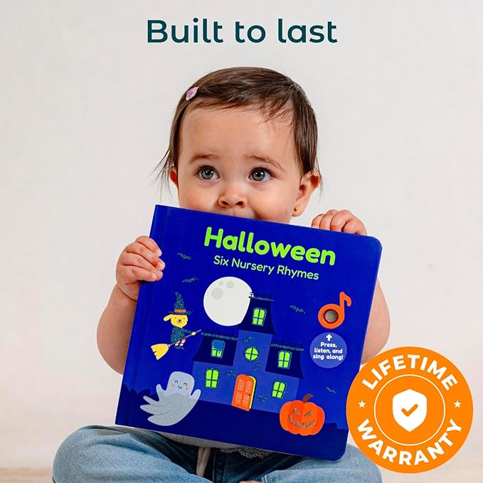 Cali's Books Halloween Musical Book - Glow in The Dark Toddler Sound Books, USB-C Rechargeable Singing Nursery Rhymes Music Toys, Halloween Song Toy for Kids 1-3