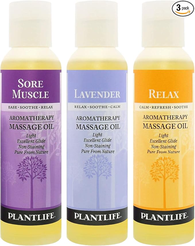 Plantlife Massage Oil 3-Pack - Absorbs Deeply into the Skin and is Circulated Throughout, Providing Optimum Benefit to the Mind and Body - Made in California 4 oz