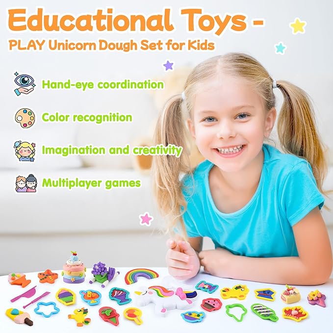 PLAY Color Dough Set for Kids for Grandkids Clay Set for Kids (Unicorn) Safe & Non-Toxic Color Dough Set for Boys Girls