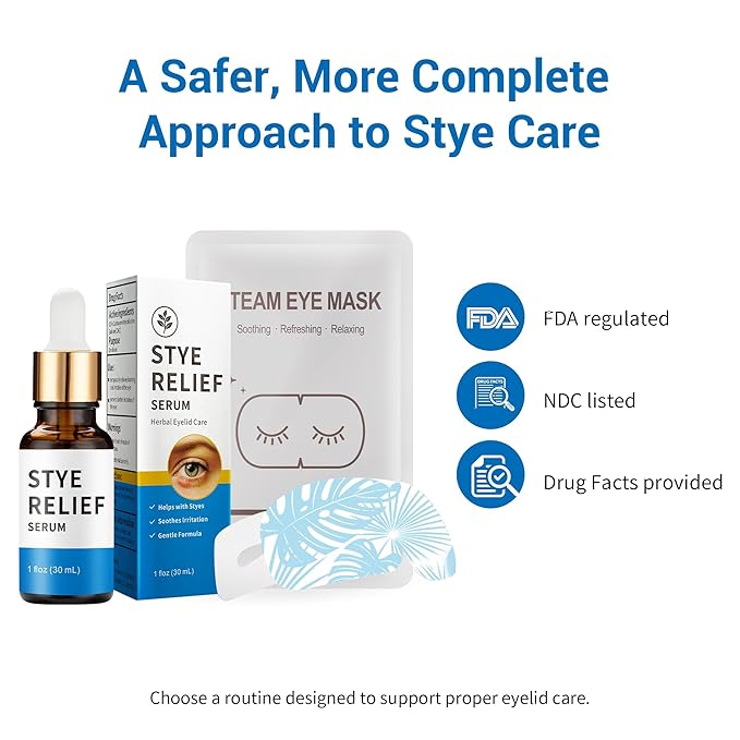 Stye Eye Treatment Kit, Relief for Styes, Chalazions, Blepharitis, Dry Eyes, Irritation and Swelling; Clear Eyes Redness Relief, Stye Eye Compress, Eye Patches, Eye Mask, Eye Stye Treatment