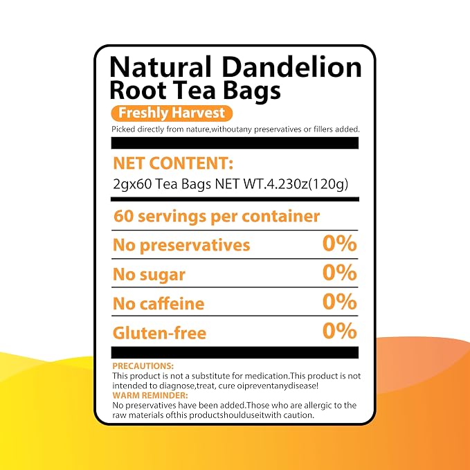 Dandelion Leaf & Root Herbal Tea Bags, 60 Count | Caffeine-Free