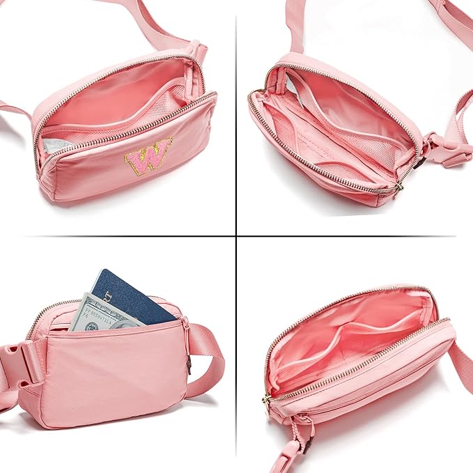 Gitus Customizable Gifts for Girls Age 6-8 8-10 Belt Bag Fanny Pack with Initial for Girls Birthday Gifts for Teenager Girls Teen Girl Gifts Trendy Stuff （Light Pink-W）