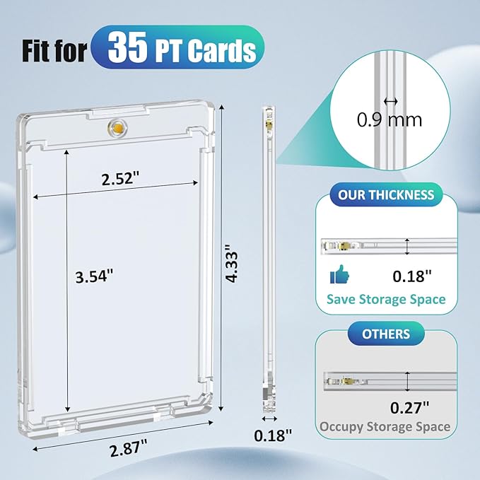 35PT Magnetic Card Holder, 50ct Upgraded One Touch Card Holders with U-V Protection, Hard Plastic Display Case with 2 Magnets Fit for MTG Sport Game Trading Baseball Football Collect Storage