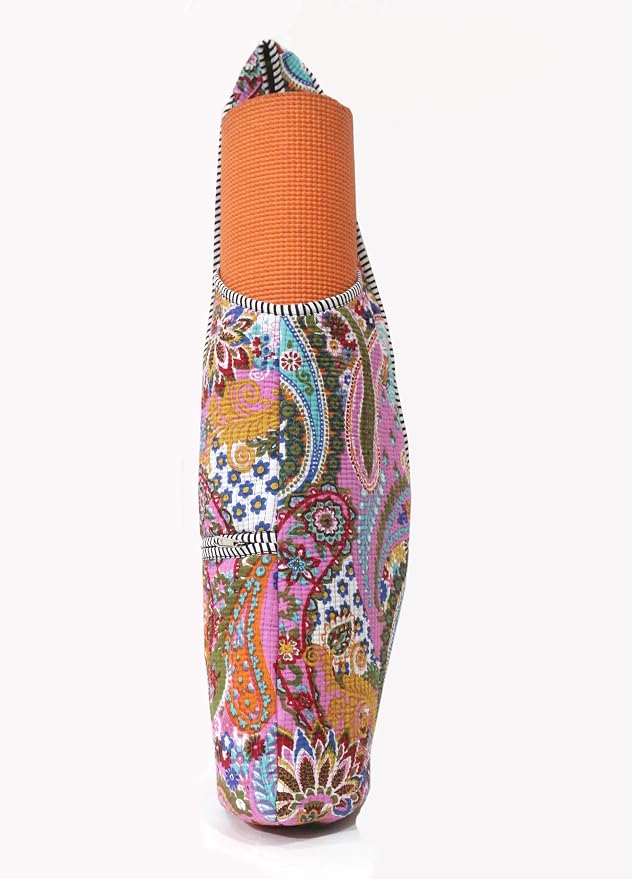 INDIAN CRAFT CASTLE Yoga Mat Bag | Tote Mat Bag | Sling Yoga Tote w/Large Side Pocket & Zipper Pocket | Yoga Mat Carrier Fits Most Size Mats