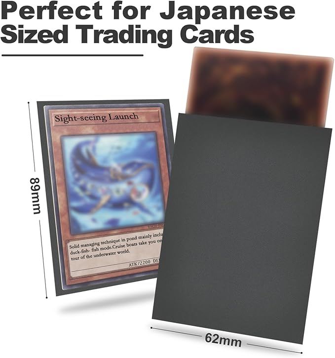 Grey Card Sleeve 200 Pack Compatible with Yu-gi-oh Card Sleeve Japanese Small Card Sleeves Photocard Sleeves, Back Textured Perfect Shuffling, Protect Your Japanese Sized Never Tear