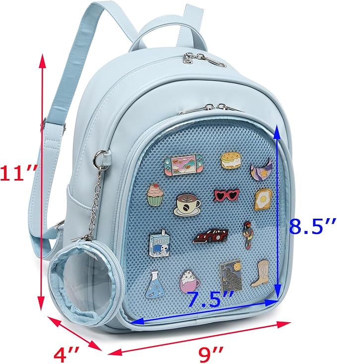 CHERRY SAUCE Kawaii Backpack PU Leather Ita Bag Aesthetic Cute Purse Pin Display