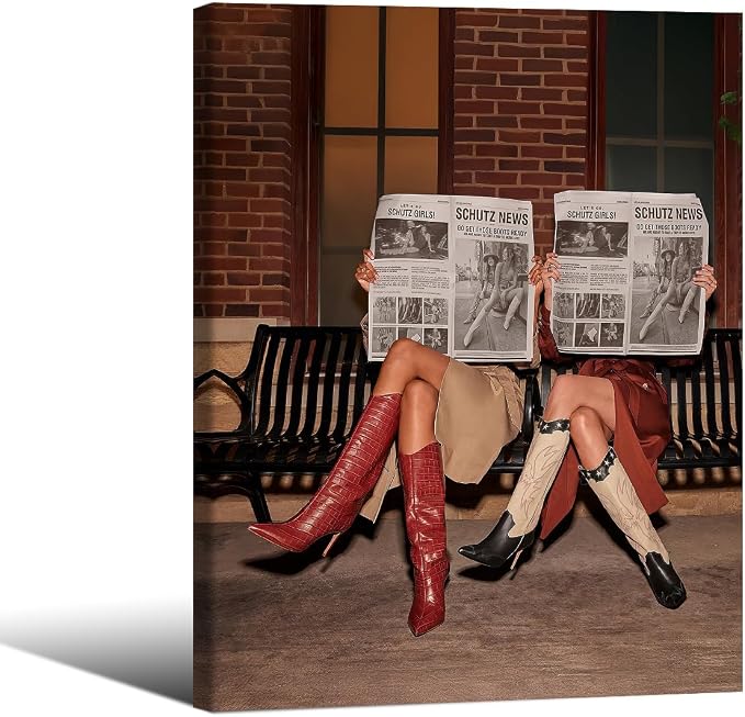Brown Luxury Old Money Style Woman Wall Art Trendy Newspaper Poster 08x10 inch Framed Vintage Aesthetic Canvas Prints for Bedroom Bar Apartment Wall Decor
