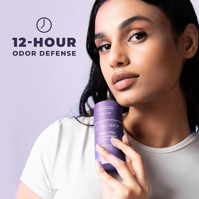 Sulina Shop Natural Deodorant, Aluminum Free, Lavender | Soothing lavender scent, Sensitive skin-friendly, Baking soda-free, Plant-based ingredients.