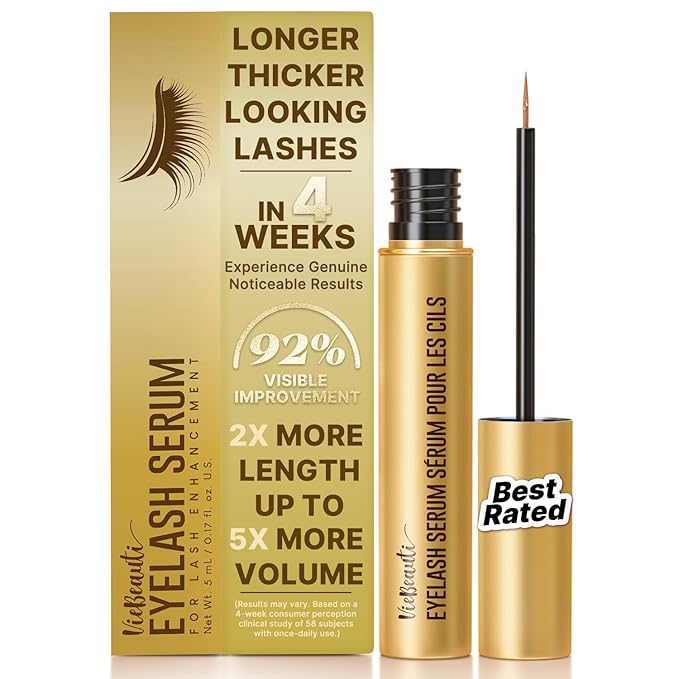 VieBeauti Eyelash Growth Serum 5mL – Lash Serum for Longer, Fuller & Thicker Looking Lashes, Advanced Nourishing Formula, Vegan & Cruelty-Free, Gentle for Sensitive Eyes