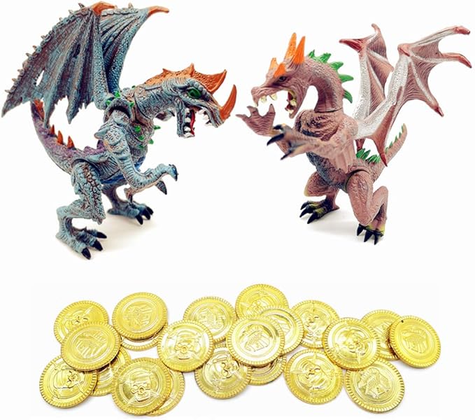 Guaishou Ancient Dragon Knight 4pcs Action Figure with Gold Coin 20PCS