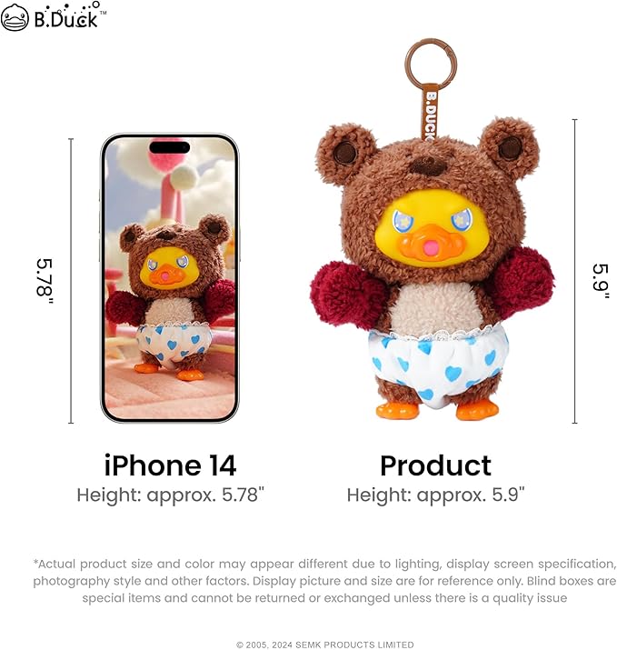 B.Duck Plush Blind Box Hugging Bear Series Cute Duck Vinyl Plush Keychain Figures, Scented Collectible Toys with Surprise Characters, Standing Design for Desk Décor, Gifts (Whole Set)