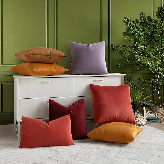 22x22 Throw Pillow Covers Set of 2 Decorative Velvet Cushion Covers,Apricot | Soft Pillow Cases with Invisible Zipper for Modern Couch Sofa Bed Living Room Bedroom Home Decor