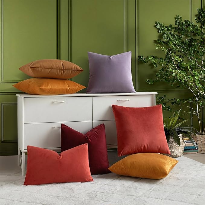 12x20 Throw Lumbar Pillow Covers Decorative Cushion Covers Set of 2,Apricot | Soft Velvet Pillow Cases with Invisible Zipper for Modern Couch Sofa Bed Living Room Bedroom Home Decor
