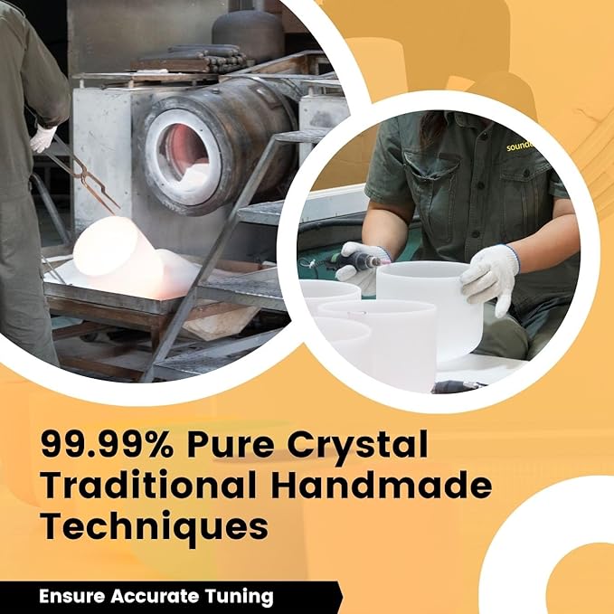6-10 inch 432hz Quartz Crystal Singing Bowls Set of 3 Pure White, for Healing Mindfulness Meditation Yoga Sound Baths with Case and Mallet Suede Striker