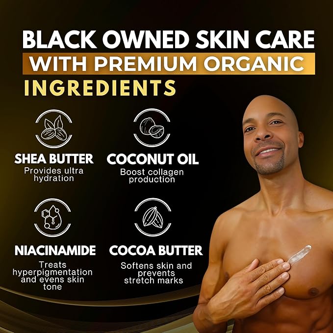King Complexion Shea Cocoa Premium Body Butter - Large 8 oz - Coconut Oil - Black Skincare - Body Moisturizer - Ultra Hydration - Massage Butter - Light Cocoa Smell - Gives Skin It's Natural Glow