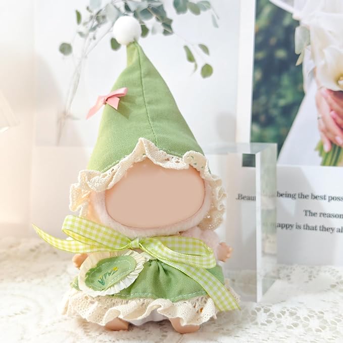 Clothes for Doll, 15/17cm Doll Clothes Set Suitable for Dolls Accessories - Hat + Skirt + Pants + Mini Bag (NO Doll),Green Elf