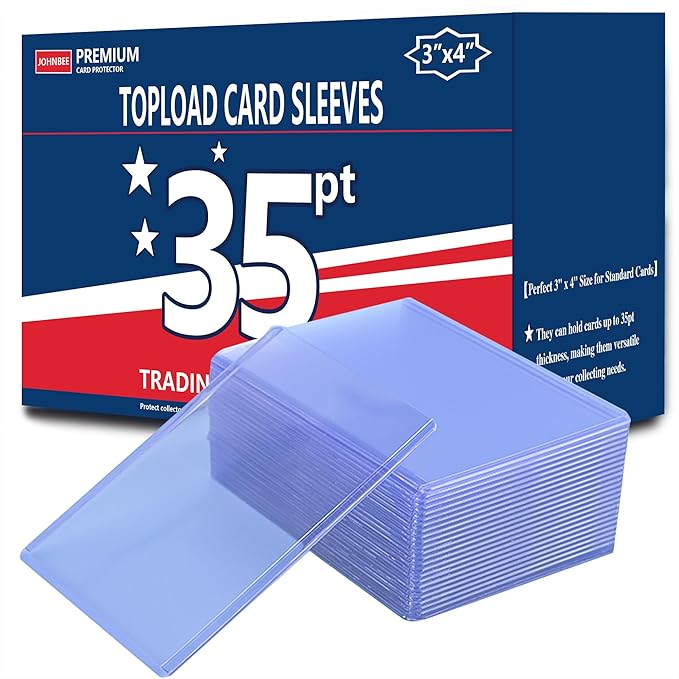 JohnBee Card Sleeves - 3"x4" Rigid Toploaders for Cards, Hard Plastic Card Protectors, Premium Trading Card Sleeves Fit for Sports Cards & All Standard Trading Cards (100HardSleeves+100SoftSleeves)