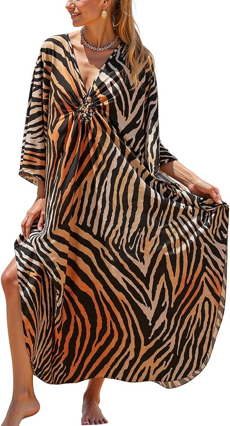 Mumu Dresses for Women Plus Size, Bohemian Kaftan Beach Cover Up Long Maxi Nightgown Soft Loungewear