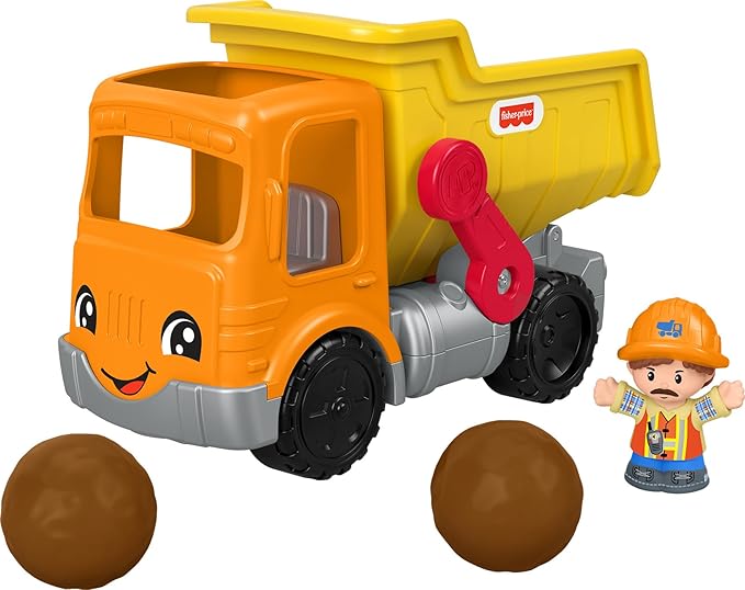 Fisher-Price Little People Toddler Construction Toy Work Together Dump Truck with Music & Accessories for Pretend Play Kids Ages 1+ Years
