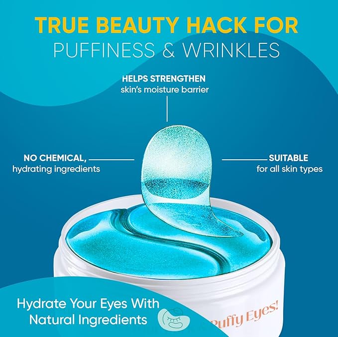 Under Eye Patches – 30 Pairs Hydrating Gel Masks with Collagen, Retinol & Albizia Bark | Helps Reduce Fine Lines, Wrinkles, Dark Circles, Puffiness & Eye Bags