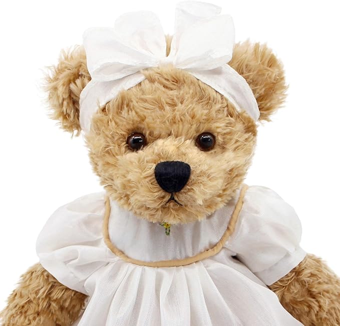Oitscute Small Baby Teddy Bear with Cloth Cute Stuffed Animal Soft Plush Toy 10" (White Sleepwear)