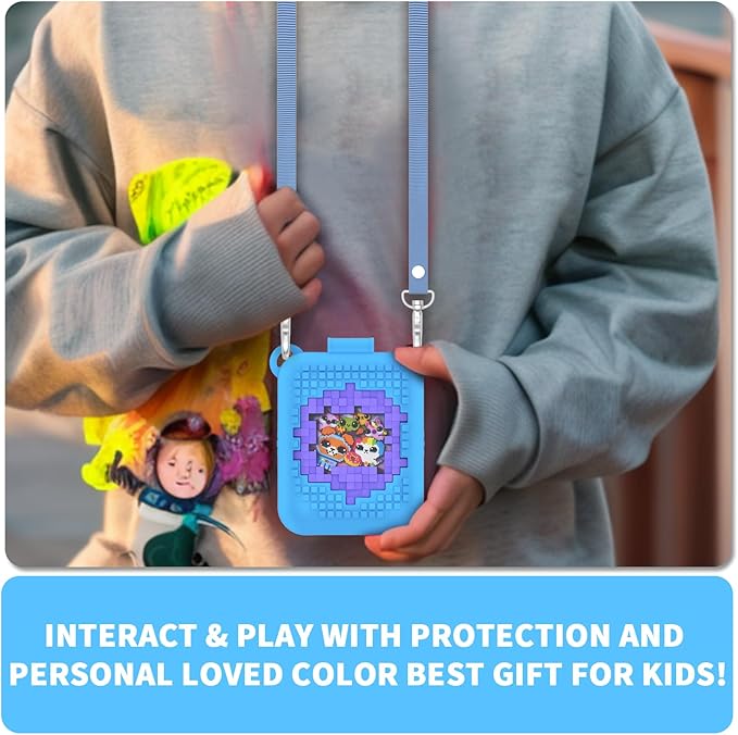 Soft Silicone Case for Bitzee Interactive Toy Digital Pet, Shockproof and Protective Carrying Case for Bitzee Interactive Electronic Pets with Lanyard (Blue)