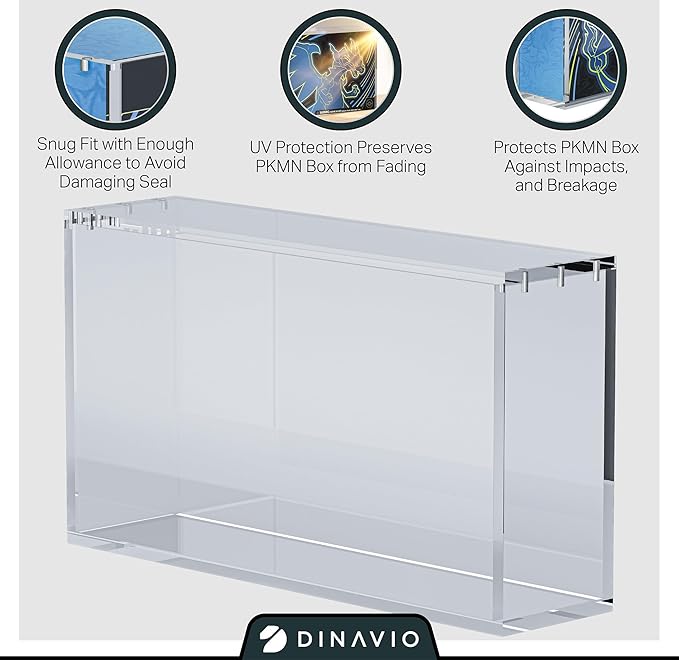 Dinavio Crafthouse Acrylic Display Case for Mega CHARZRD X ex Ultra-Premium Collection UPC and 151 UPC - Magnetic Lid 8+5mm Acrylic with N52 Magnets - Compatible with Mega Charzrd X ex UPC and 151 UPC