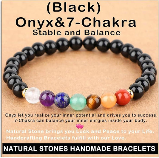 AD Beads Handmade Gemstone Stretch Elastic Bracelet Crystal Healing Reiki Nature's Beauty and Spiritual Essence Unisex