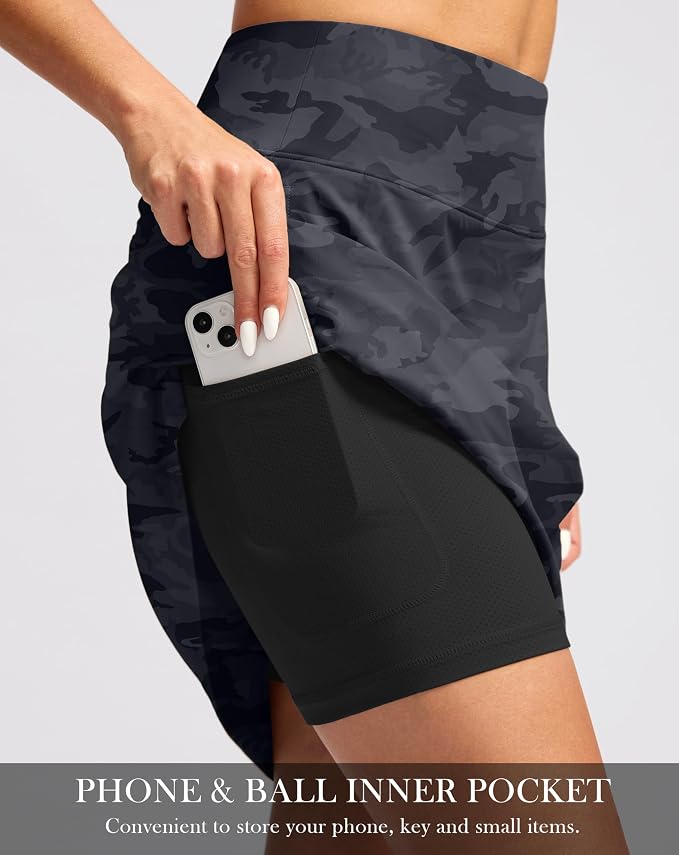 G Gradual 20" Skorts with Pockets Knee Length Golf Skirt | Built in Soft Shorts, High Waisted, Tummy Control, Breathable, Long Skorts for Athletic, Tennis, Dressy, Casual, Summer