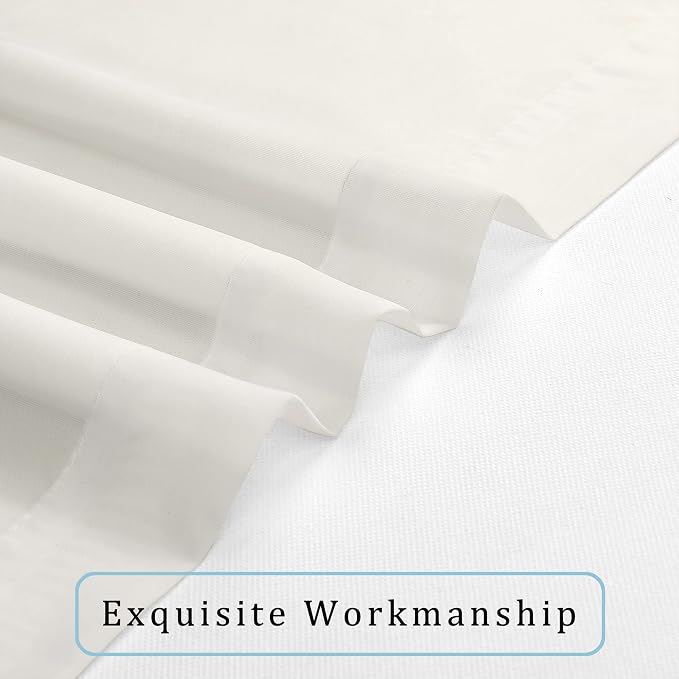 OWENIE Sheer Curtains, Ivory Sheer Curtains 50 Inch Length 2 Panels Set, Rod Pocket Voile Fimly Sheer Drapes for Living Room Bedroom, 2pcs, Ivory, Each 42" W x 50" L