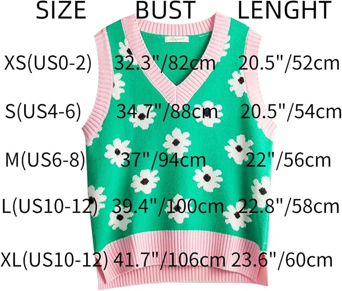 Women's Sweater Vest,Y2K Sleeveless Pattern Preppy Style Knitted Crop Tank Top for Girl