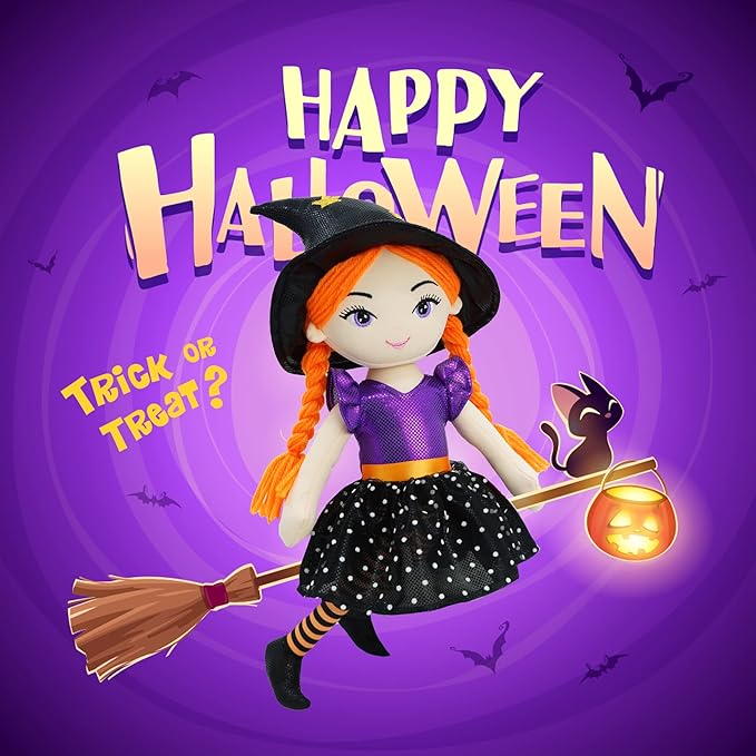 June Garden 16" Enchanted Garden Witch Doll Lydia Plush Stuffed Soft Girl Doll - Purple Outfit