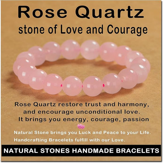 AD Beads Handmade Gemstone Stretch Elastic Bracelet Crystal Healing Reiki Nature's Beauty and Spiritual Essence Unisex