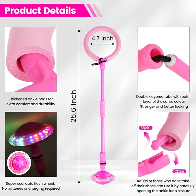 Skip Ball - Foldable Colorful Flash Wheel Indoor Outdoor Game Fitness Toys for Kids, Cool Kids Toys Christmas Birthday Gifts for Girls Boys Age 6 7 8 9 10+ Year Old
