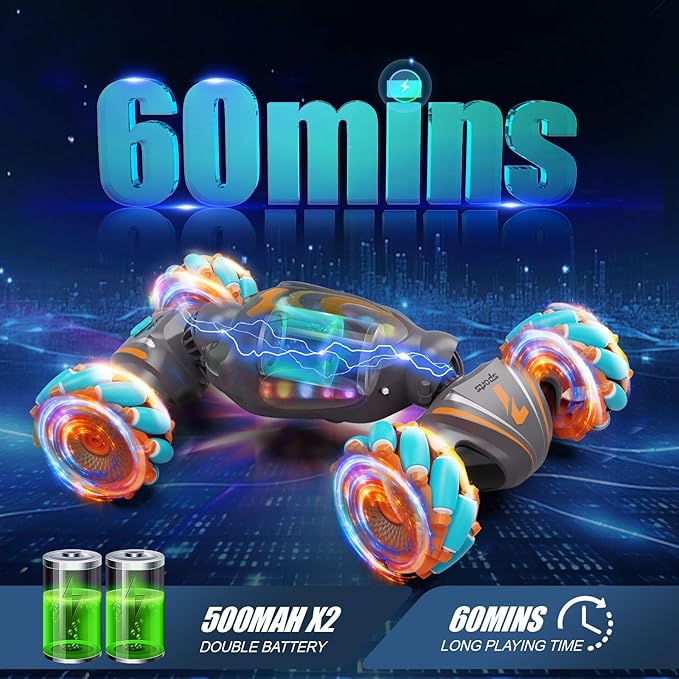 Gesture Sensing RC Stunt Car, Remote Control Car for Boys Toys Age 6-8-12, 4WD Hand Controlled RC Twist with Light & Music, Cool and Ideas Gifts for Kids Age 7 9 10 11 12 Years