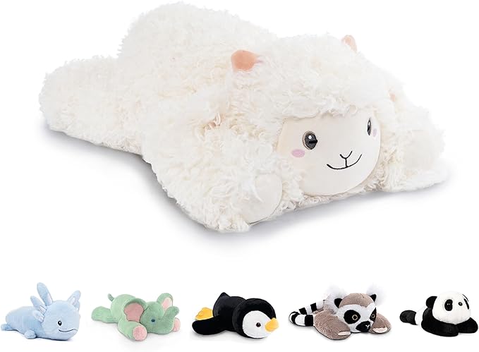 Niuniu Daddy 20" | 3.3 Pound Sheep Weighted Stuffed Animals, Large White Goat Pillowfort Stuffed Lap Animal Toys for Kids Adults, Big Plush Body Pillow for Gifts Birthday Christmas Holiday