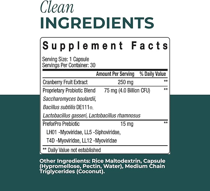pH-D Feminine Health Support - Women's Health Probiotic with Prebiotic Blend, Cranberry Fruit Extract - Oral Supplement - 30 Count