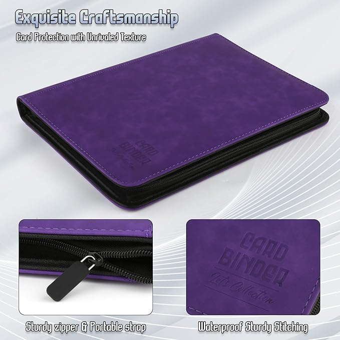 Trading Card Binder, Premium 9 Pocket Double Sided 540 Pocket PU Card Collection Binder, Collectible Trading Card Albums for MTG, TCG, Sport Card, Game Cards (Purple)