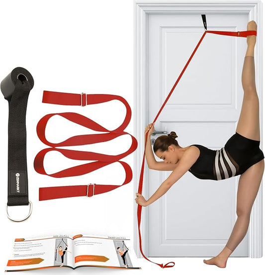 Stretching Strap With Door Anchor - Stretching Equipment to Improve Legs Flexibility - Splits Trainer For Home Ideal In Ballet, Dance, Cheerleading, Taekwondo, Yoga, Pole Dancing & Gymnastics