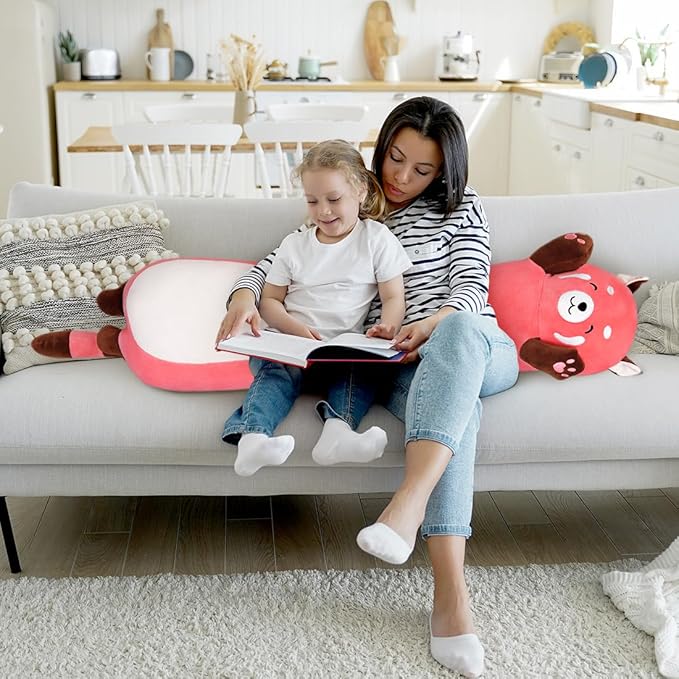 Cute Long Raccoon Plush Toy, Soft Hugging Plush Pillow, Kids Raccoon Plush for Girlfriend (Pink, 19.68Inch/50cm)