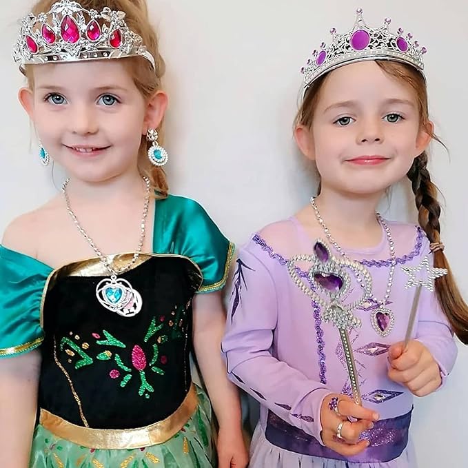 Princess Pretend Jewelry Toy 48 Pcs Jewelry Dress Up Play Set for Girls Included Tiaras Necklaces Wands Rings Earrings and Bracelets, Kids Play Jewelry Set for Girls