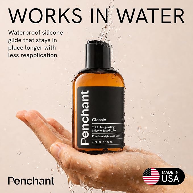 Penchant Thick Silicone Lube for Men, Women & Couples – Long Lasting Waterproof Personal Lubricant for Shower & Intimate Use – Premium Silicone Lubricant, 4 Fl Oz