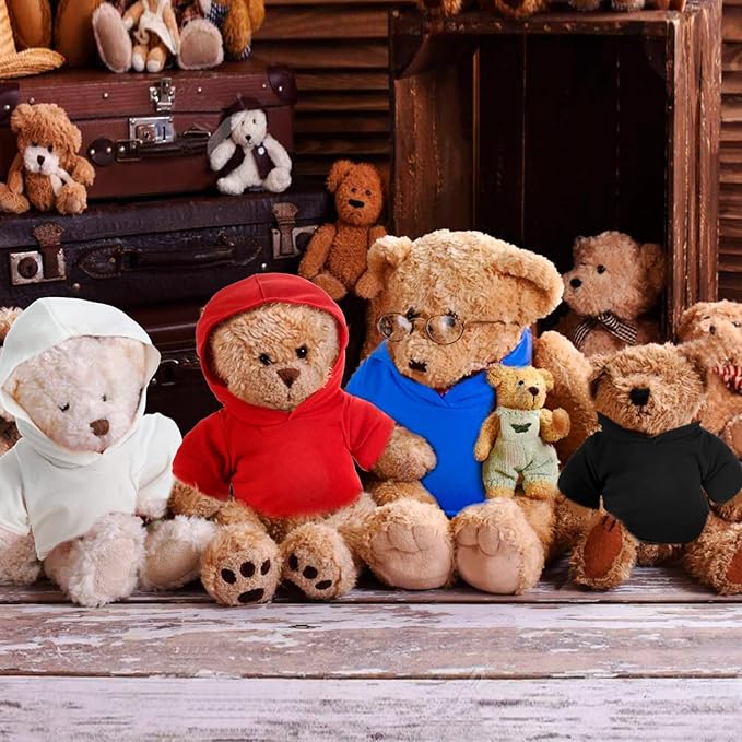 4 Pcs Stuffed Bear Clothes Tshirts for Sublimation Classic Hoodie for Stuffed Animal Designed for 14-18 Inch Plush Bears Dolls.