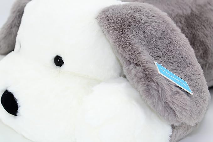 Dog Hugging Pillow Big Soft Plush Puppy Stuffed Animal for Kids and Adults Gray 26"