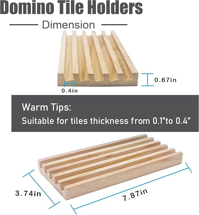 Wooden Domino Trays/Racks Set of 4 Mexican Train Domino Trays/Racks Double 12 Tiles Holders Rack Domino Tiles Holders Domino Wood Holder【 Dominoes not Included】